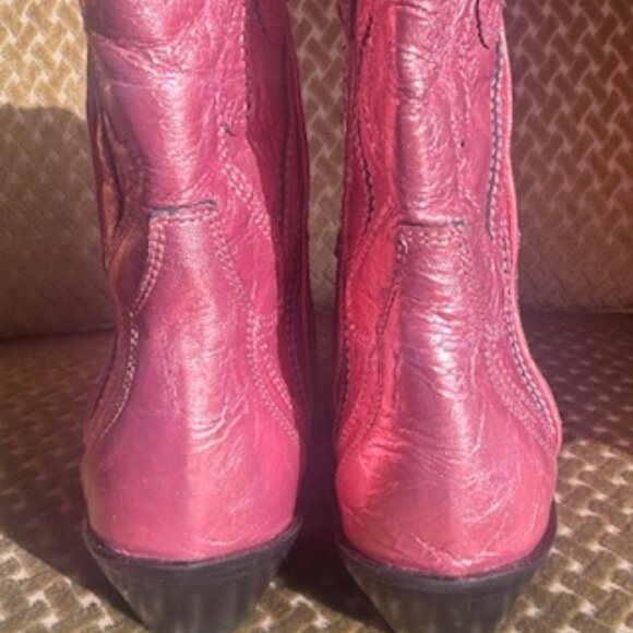 Free People Way Out West Pink Metallic Leather Cushion Ankle Cowboy Boots NEW 7 - Picture 4 of 16